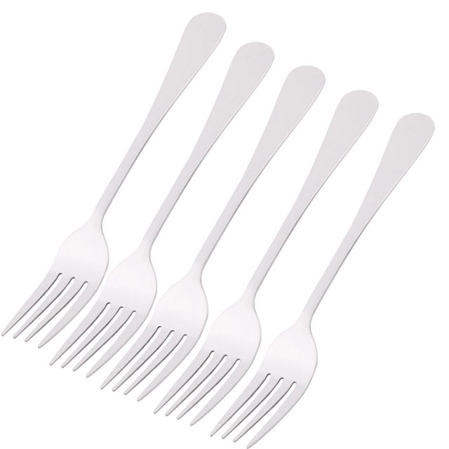 Unique Bargains Home Kitchen Gadget Stainless Steel Tableware Dinner Forks Silver Tone 5pcs