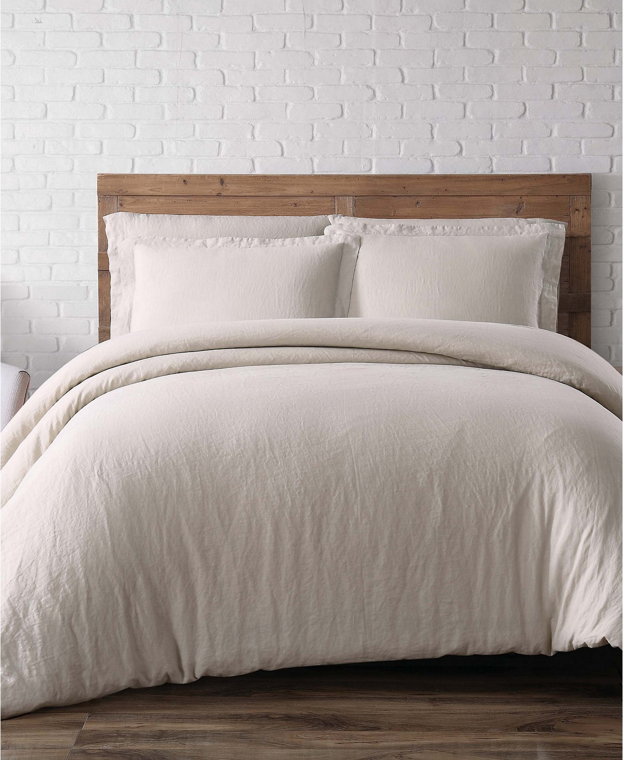 Brooklyn Loom 3-Piece Natural Flax Linen Duvet Set, Refresh Your Bedroom, Full/Queen, Natural