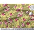 thumbnail image 3 of Soimoi Yellow Poly Georgette Fabric Leaves & Grandiflora Roses Floral Print Fabric by Yard 52 Inch Wide, 3 of 5
