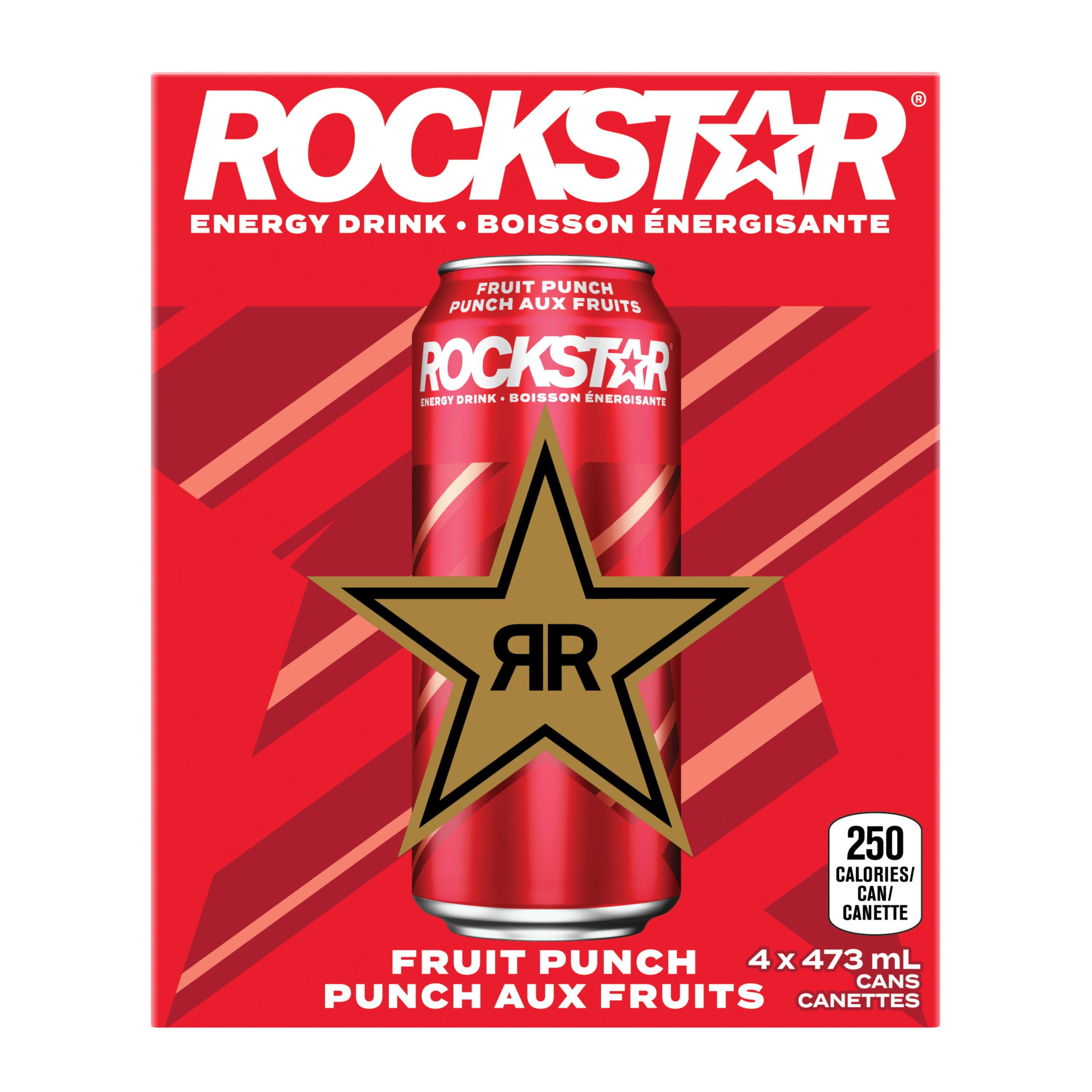 Rockstar Punched Fruit Punch Boisson Énergisante 4 x 473 mL, Canettes