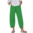 thumbnail image 2 of RXIRUCGD Women's Summer Comfortable Loose Wide Legged Fashion Solid Color Capris, Green, Size: L, 2 of 5