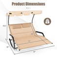 thumbnail image 2 of Gymax Chaise Longue Berçante Double d'Extérieur pour 2 Personnes avec Auvent et Roues, Cadre en Métal, 2 of 9