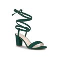 thumbnail image 1 of BLISSFUL STEP Sandales à Talons Hauts Blocs à Bout Ouvert à Lacets pour Femmes Vert 9,5, 1 of 8