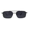 thumbnail image 1 of Mens Old School Double Bridge Narrow Rectangle Metal Rim Sunglasses All Black, 1 of 4