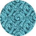 thumbnail image 1 of Ahgly Company Tapis d'Intérieur Ronds de Style Transitionnel Lavables à la Machine, Vert Sarcelle, 3 Pieds Rond, 1 of 7