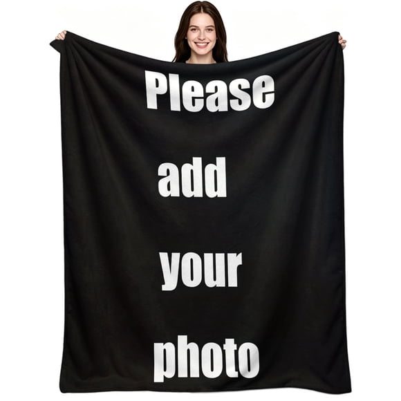 Custom Add Your Photo Personalized Flannel Blanket, Soft Warm Comfortable Fleece Blanket, Perfect for Sofa Bed Bedroom Living Room, Great Gift for Family Friends