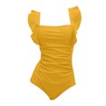 thumbnail image 4 of Ltctricy One Piece Swimsuit for Women Square Neck Ruffle Trim Solid Color Ruched Slimming Swimwear Swim Bathing Suits, 4 of 4