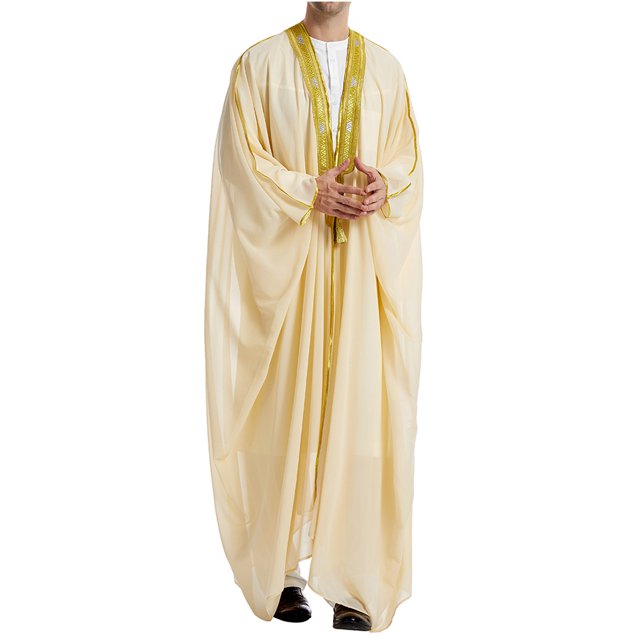 Manteaux pour Hommes Robe Musulmane pour Hommes Robe Arabe Mi-Longue Style Long Manches Longues Chemise Longue Brodée Robe Décontractée Surplomb