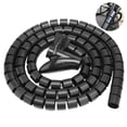 thumbnail image 2 of Wire Storage Pipe Bite-proof Cable Organizer Protective Cable Organizer Spiral Cable Winder Pattern Random, Black, 10mmx1.5m, Clamp 10mm, 2 of 8