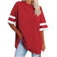 thumbnail image 1 of Chandails à Manches Courtes pour Femmes T-Shirts Surdimensionnés pour Femmes T-Shirts Amples Demi-Manches Col Rond Hauts Color Block Tuniques T-Shirts Surdimensionnés pour Femmes Hauts à Demi-Manches pour Femmes, 1 of 9