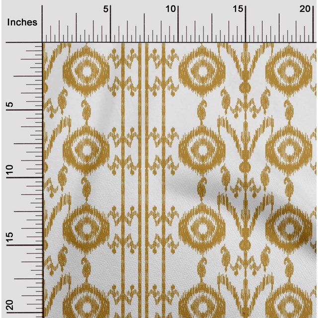 oneOone Cotton Poplin Fabric Paisley|Stripe & Circle Ikat Print Sewing Fabric BTY 42 Inch Wide