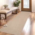 thumbnail image 1 of Garvee 2'x6' Modern Solid Color Runner Rug Minimalist Woven Textured Carpet, Washable Rug Non Slip Low Pile Indoor Mats for Hallway Bedroom Kitchen, Camel, 1 of 6