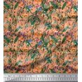 thumbnail image 1 of Soimoi Polyester Crepe Fabric Leaves & Cartoon Animals Jungle Print Fabric by Yard 42 Inch Wide, 1 of 3