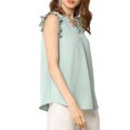 thumbnail image 4 of INSPIRE CHIC Women's Ruffled Sleeveless Pullover V- Neck Work Blouses Tops XS Cyan, 4 of 8