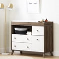 thumbnail image 1 of South Shore Yodi Changing Table with Drawers and Open Storage, in Natural Walnut and White, 1 of 14