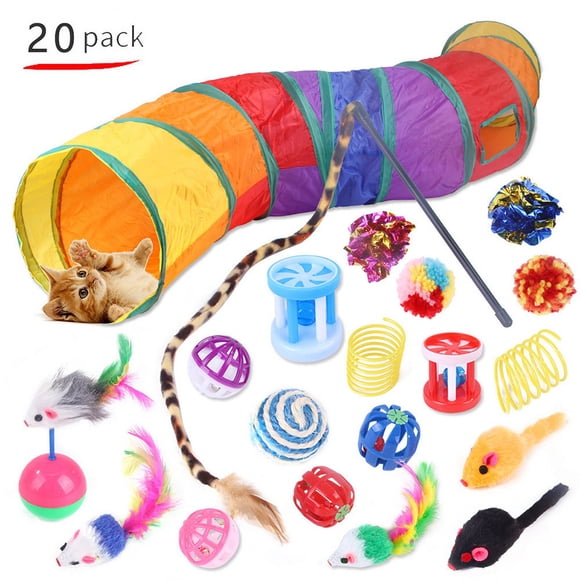 Cat Toys Cat Kitten Play Tunnel Mouse Shape Balls Foldable Chat Funny Cat Tent Mouse Supplies Simulation Fish 20pcs