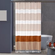 Dvkptbk Faux Linen Shower Curtain Waterproof Household Tassel Splicing Bathroom Curtains