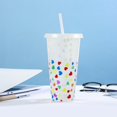 thumbnail image 4 of Oleegame 2PC Glass Bottle Creative Water Cup Heart Shape Cup PP Plastic Straw Cup Heart Shape Plastic Transparent Straw Cup 710ml Cold Change Temperature Sensitive Plastic Cup, 4 of 9