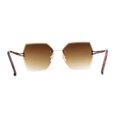 thumbnail image 2 of Womens Geometric Butterfly Rimless Oceanic Lens Chic Sunglasses Gold Brown, 2 of 4