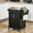 thumbnail image 2 of HOMCOM Kitchen Island, Rolling Kitchen Cart with Stainless Steel Top, Black, 2 of 10