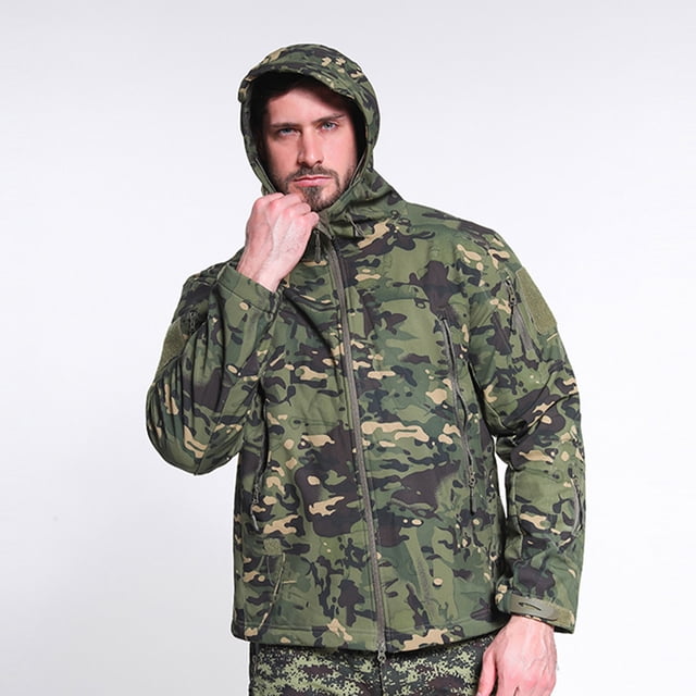 LSLJS Men's Warm Fleece Skin Soft Outdoor Jacket Camouflage( Camouflage, XL)