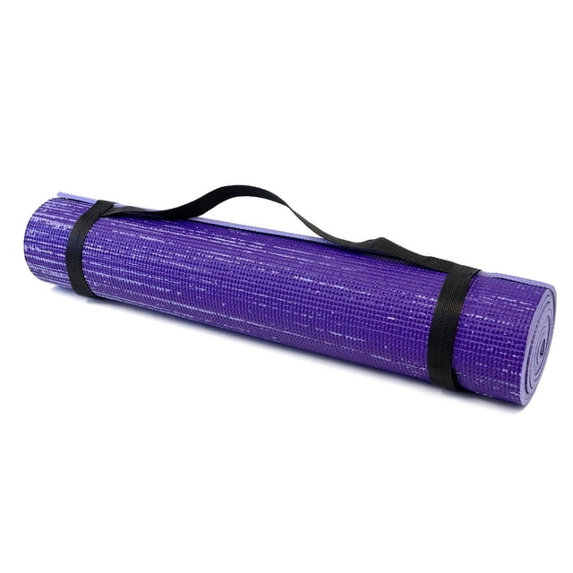PurAthletics Tapis à Motif d'Eau Enroulé avec une surface en PVC Texturée Violet Bicolore et une Sangle de Transport Noire, Doté d'Un Amorti extra Épais de 5 mm et d'Une Prise ultra Collante Antidérapante, Convient à la Pratique du yoga et du Entraînement Physique.
