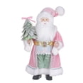 thumbnail image 1 of HOLIDAY TIME 16 IN Light Skin Tone Pink Robe Santa Figurine, 60% Polyester 40% PP Santa Statue Holding Mini Christmas Tree Tabletop Decor, 1 of 5