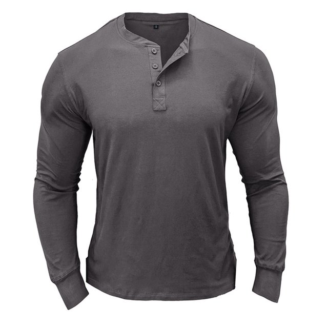 Birdeem Men Long-Sleeve Beefy Muscle Basic Solid Color Blouse Tee Shirt Top Long Sleeve Round-Neck Blouses