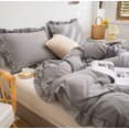 thumbnail image 2 of Move Over Gray Ruffle Pillow Shams King Ruffled Pattern Light Grey Boho Pillowcases 100% Washed Microfiber, 2 of 6