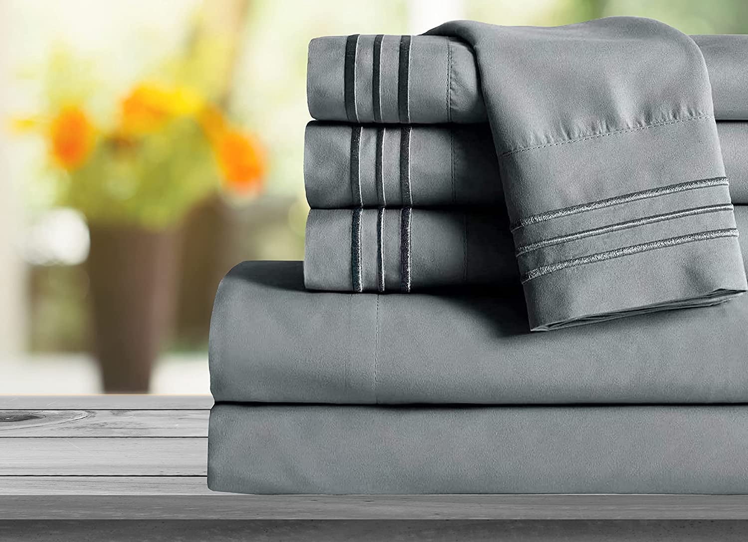 Mocassi 1800 Series Sheet Set 6 Pieces Deep PocketSplit King Grey