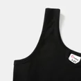 thumbnail image 4 of PatPat Mother's Day Easter 100% Cotton Ribbed and Solid Splicing Sleeveless Belted Romper for Mom and Me, 4 of 7