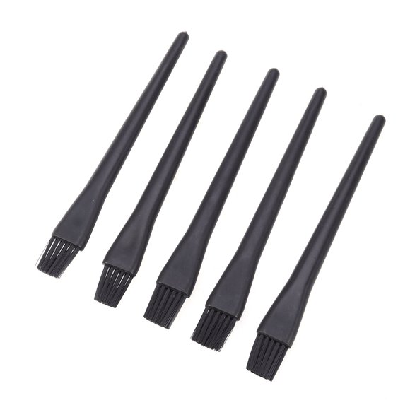 KAKOWELY Anti Static Brushes 5 PCS Plastic Round Handle Anti Static ESD Brushes Cleaning Keyboard Brush Kit (Black)5.91"X0.59"X0.2"