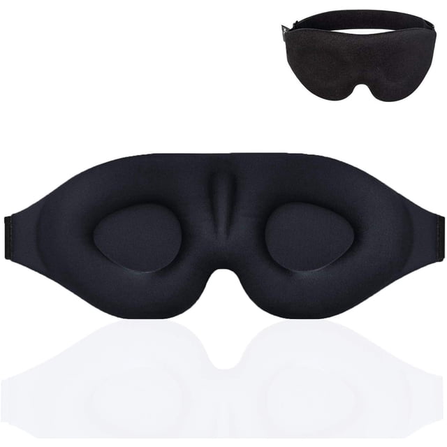 100% Blockout Light Eye Mask for Sleeping 3D Contoured Blindfold, Upgraded Eye Cover with Adjustable Strap, Eye Pillow Soft Comfy Eye Shade for Nap Travel Night Shift