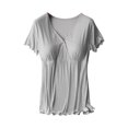 thumbnail image 2 of LSLJS Hauts de Maternité pour Femmes à Manches Courtes, Col en V, Chemises de Grossesse, Blouse d'Allaitement, Hauts de Maternité ( m, Gris ), 2 of 3