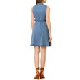 thumbnail image 3 of INSPIRE CHIC Robe-Chemise en Denim Sans Manches à Col en V avec Ceinture, Coupe Évasée, pour Femme, m Bleu, 3 of 7