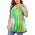 thumbnail image 2 of Héliisoer Plus Tops Taille Femmes Tie-dye Print Manches Courtes V-neck Chemisier Plissé, 2 of 9