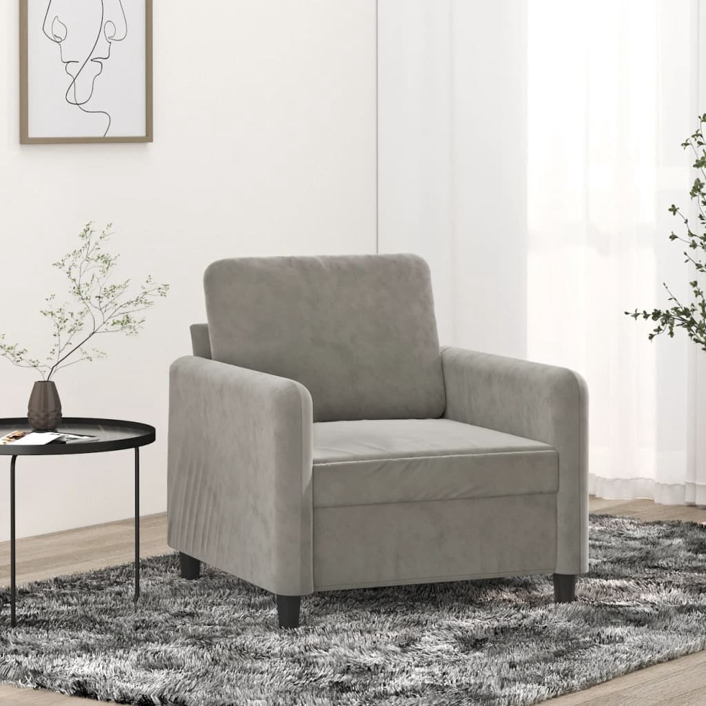 vidaXL Sofa Chair Light Grey 60 cm Velvet