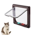 thumbnail image 4 of Porte Rabattable pour Chat, 4 Modes de Commutation Porte Rabattable Étanche en Plastique Transparent pour Maison pour Intérieur et Extérieur Blanc, Marron, 4 of 7