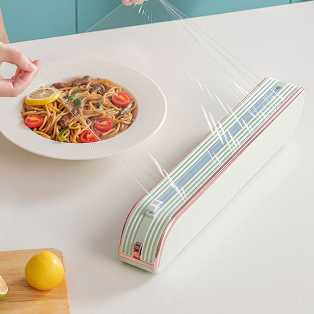 LSLJS Plastic Wrap Dispenser with Cutter Aluminum Foil Dispenser Refillable Wrap Dispenser Plastic Food Wrap Dispenser Cling Film Dispenser., Cling Wrap Cutter