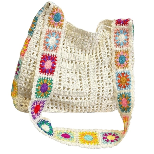 Esquirla Sac Crochet Pratique Mode Sac à Bandoulière pour Femmes pour les Trajets d'Été Rue Beige