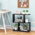 thumbnail image 4 of Costway 2 PCS 2-Tier Bookshelf Free Standing Wooden Display S-Shaped Shelf Storage Rack Black, 4 of 10
