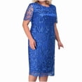 thumbnail image 2 of Jusqu'à 65 % de Rabais! Robes d'Été à la Mode pour Femmes 2024 Grande Taille Robe à Manches Courtes avec Empiècements Brodés en Dentelle Cocktail Fête, 2 of 6