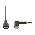 thumbnail image 2 of StarTech.com 3ft (1m) Durable USB-C to Lightning Cable - Right-Angled Heavy Duty Aramid Fiber USB Type-C to Lightning Charging/Sync Cord - Apple MFi Certified - Rugged iPhone Lightning Cable - Lightning cable - 24 pin USB-C male to Lightning male - 3.3 ft - black, 2 of 5
