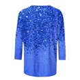 thumbnail image 4 of UPPADA Womens Chandails à Col Rond à Manches 3/4 Décontractés à Imprimé de Paillettes Blouses Tendance Coupe Ample Chandails à Enfiler Hauts pour Femmes Blouse à Manches Trois Quarts Col Rond Hauts Décontractés Hauts pour Femmes Économies à Manches 3/4, 4 of 5