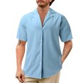 thumbnail image 1 of BOBOGOJP Chemises Boutonnées pour Hommes Rétro avec Poche Manches Courtes, Bleu Ciel L, 1 of 5