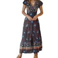 thumbnail image 2 of Fshaion Robe d'Été pour Femmes 2024 Grande Taille Robe à Col en V Plage Bohème Imprimé Floral Robe de Vacances Liquidation à Moins de 10!, 2 of 6