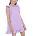 thumbnail image 1 of RXIRUCGD 2025 Vêtements d'Été pour Enfants Robe d'Été Unie Fine avec Volants Sans Manches Col Rond pour Enfants, 1 of 7