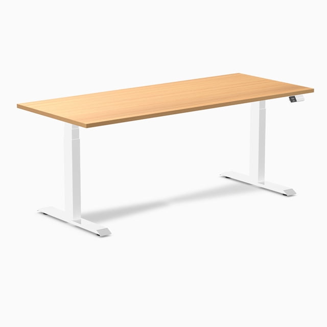 Desky Bureau Assis-Debout à Double Stratifié - Select Beech / 70,9 x 29,5 Pouces / Blanc