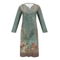 thumbnail image 3 of Babysbule Liquidation Robes d'Automne pour Femmes Mode Femmes Décontracté Élégant Col Rond Imprimé Été Manches Longues Poches Robe, 3 of 5