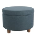 thumbnail image 1 of Homepop Décoration Intérieure / Pouf Rond Rembourré avec Rangement / Pouf avec Rangement pour Salon et Chambre (Lin Sarcelle), 1 of 2